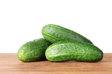 Cucumbers on wooden