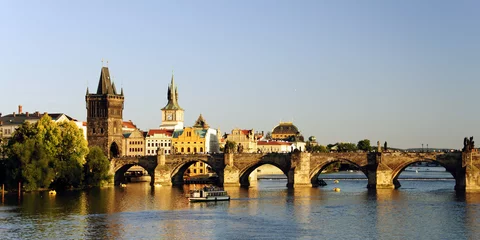 Fotobehang Charles bridge and Vltava river, Prage © ikerlaes