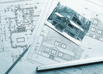 Architectural project of wooden mansion