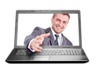 Handshake from laptop