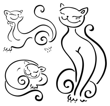 Funny cats sketch collections.