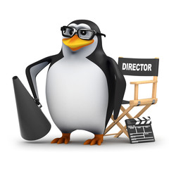3d Penguin in glasses directs his latest movie