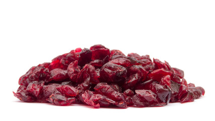 Dried cranberries isolated on white background