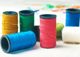 Many bobbin of thread