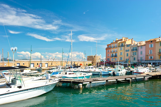 harbor view of Saint-Tropez, french riviera