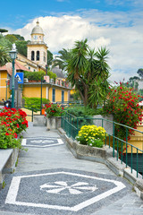 Fototapeta na wymiar Ulica w Portofino miejscowości. Liguria, Riwiera Włoska