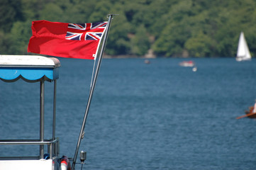 Fototapeta premium Flag with Union Jack on stern of boat