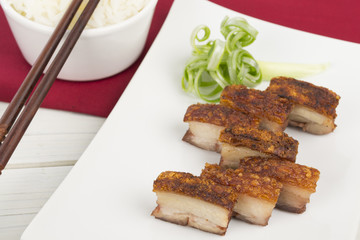Siu Yuk - Chinese crispy roasted pork belly & steamed rice.