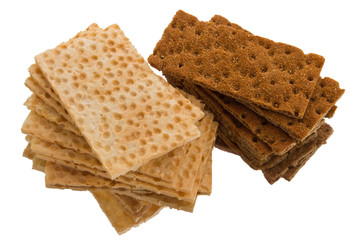 Crackers on a white background