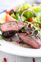 Grilled Beef Steak with Vegetable Salad