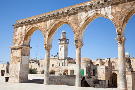 Pillars  of Temple Mount (Har Ha-Bayit) in Old City of Jerusalem