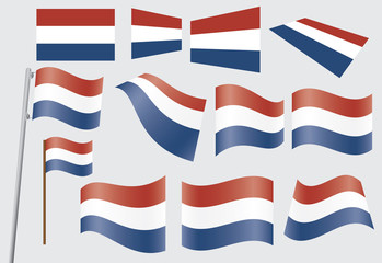 set of flags of the Kingdom of the Netherlands