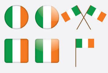 set of badges with flag of Ireland vector illustration