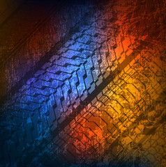 grungy background with tire patterns. eps10
