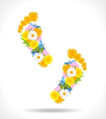 abstract footprints composed from flowers