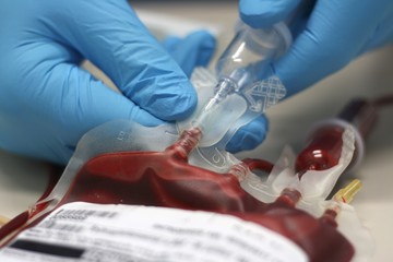 a bag of transfusion blood - obrazy, fototapety, plakaty