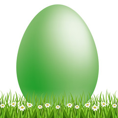 Osterei grün in Blumenwiese