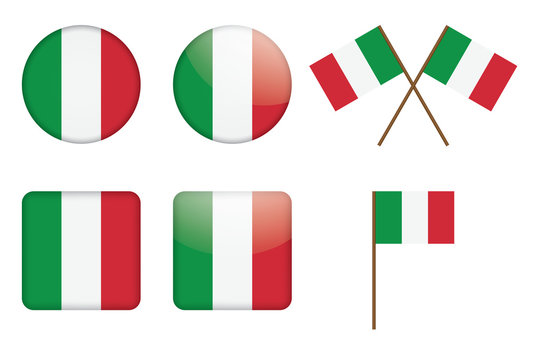set of badges with Italian flag vector illustration