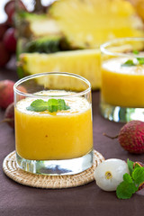 Lychee,Pineapple and Mango smoothie