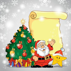 Santa Claus with star and tree