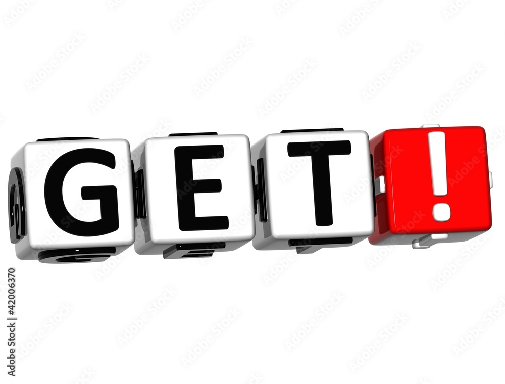 Poster 3d get button click here block text