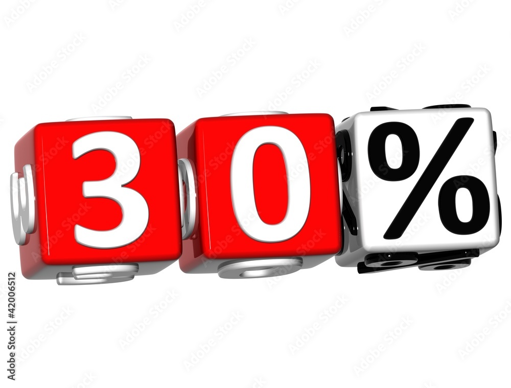 Poster 3d 30 percent button click here block text