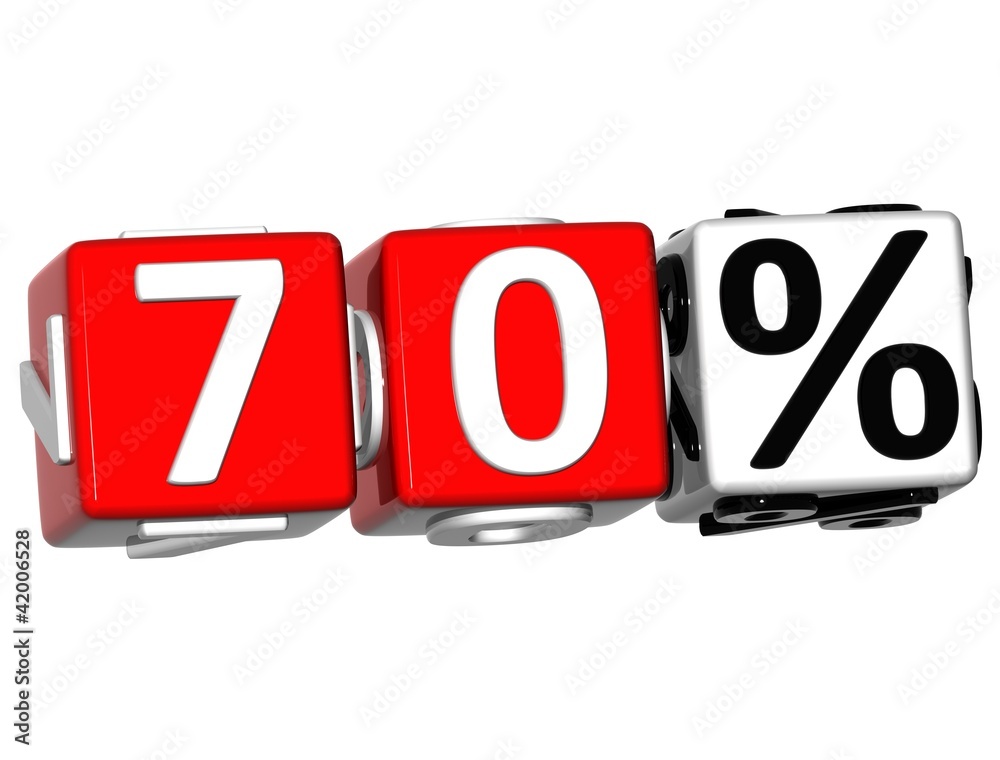 Poster 3d 70 percent button click here block text