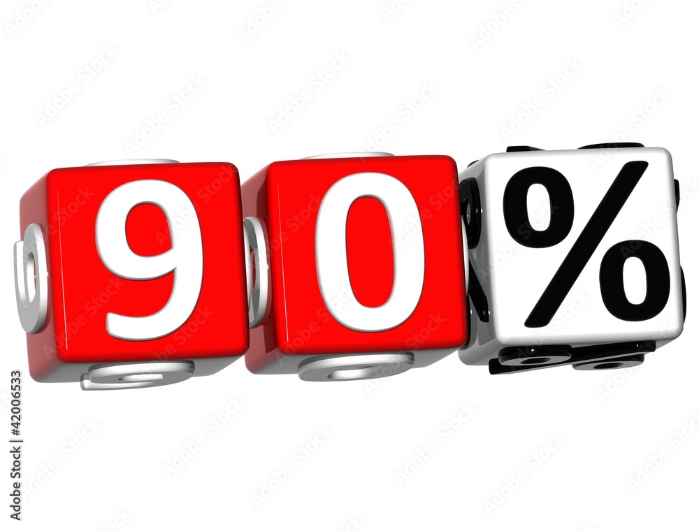 Poster 3d 90 percent button click here block text