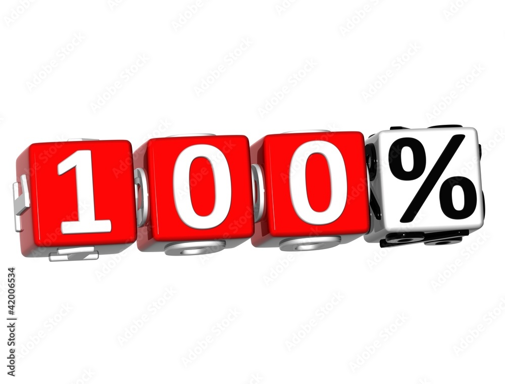 Poster 3d 100 percent button click here block text