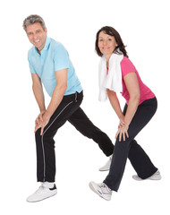 Obraz na płótnie Canvas Active mature couple doing fitness