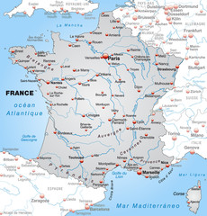 Map of France with neighboring countries and capitals