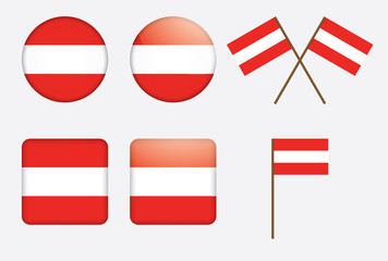 set of badges with flag of Austria vector illustration
