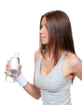 woman with bottle of drinking water