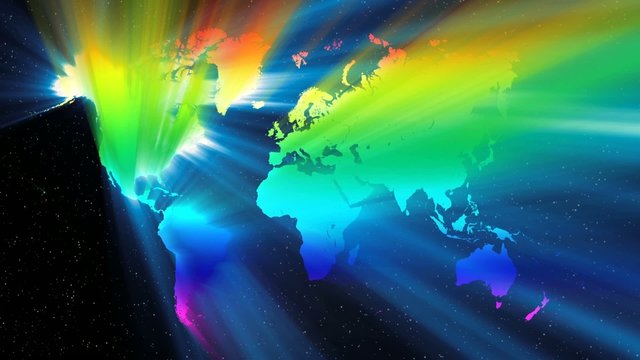 The world and colorful beam