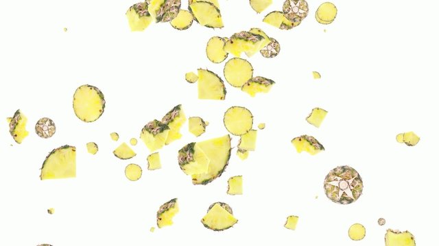 Falling pineapple pieces shaping a heart