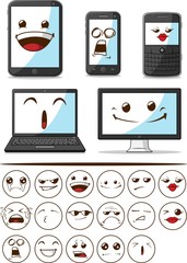 Gadget (Smart Phone, Laptop and Computer) with Funny Expression