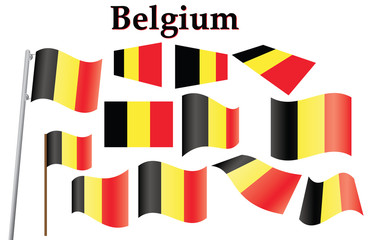 set of flags of Belgium vector illustration