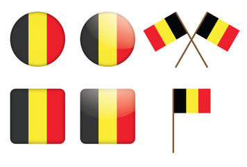 set of badges with flag of Belgium vector illustration