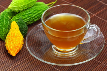 Bitter gourd and tea.