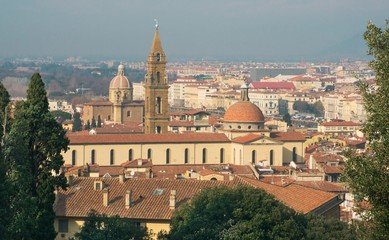 Fototapeta na wymiar Widok z Florencji, w słoneczny zimowy dzień.
