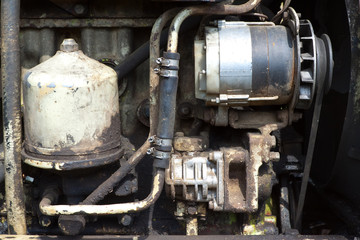 engine of old tractor