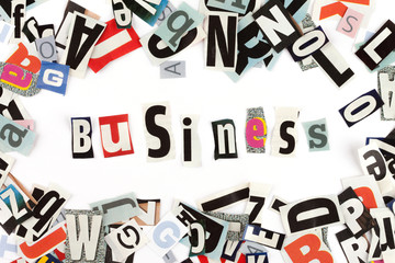 Business inscription made with cut out letters