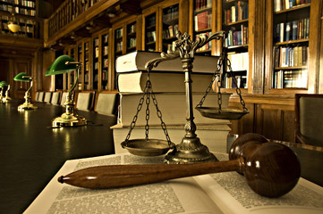 Decorative Scales of Justice in the library