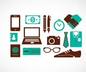 collection of business travel icons