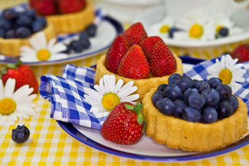 Erdbeer- und Blaubeerkuchen