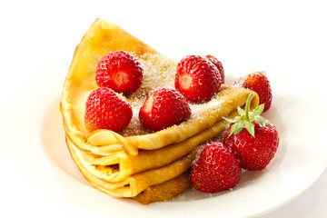 Pancakes with strawberries