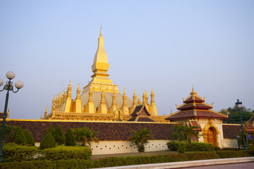 Naklejka premium Golden pagada in Wat Pha-That Luang, Vientiane, Laos.