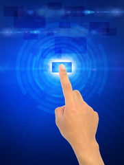 Man's hand pushing the button.Choice concept