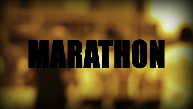 Marathon Schriftzug - Jogger im Hintergrund