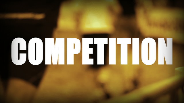 Competition Schriftzug mit L&auml;ufern im Hintergrund